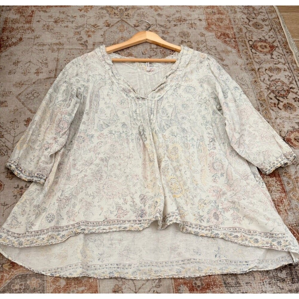 Magnolia Pearl Printed Bondi Blouse Tunic Top Shirt Ivory OS - Picture 3 of 8